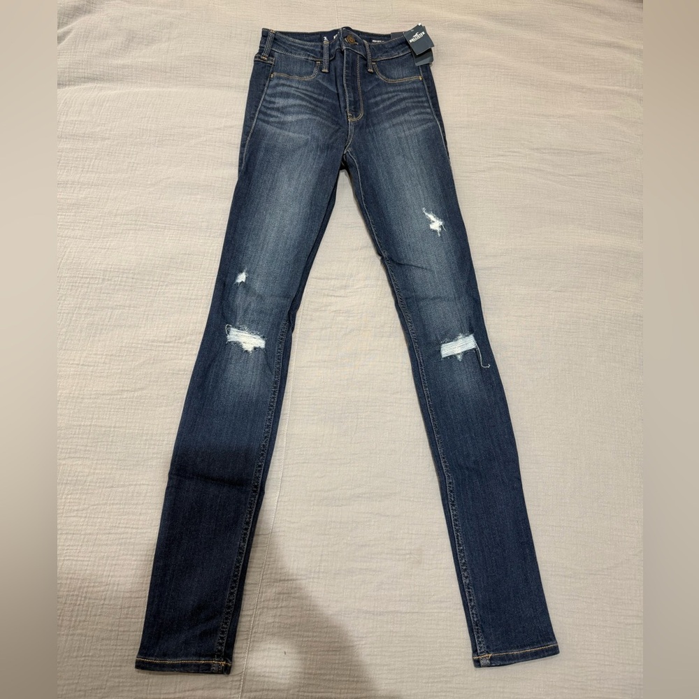 Hollister Dark Blue Distressed Skinny Jeans